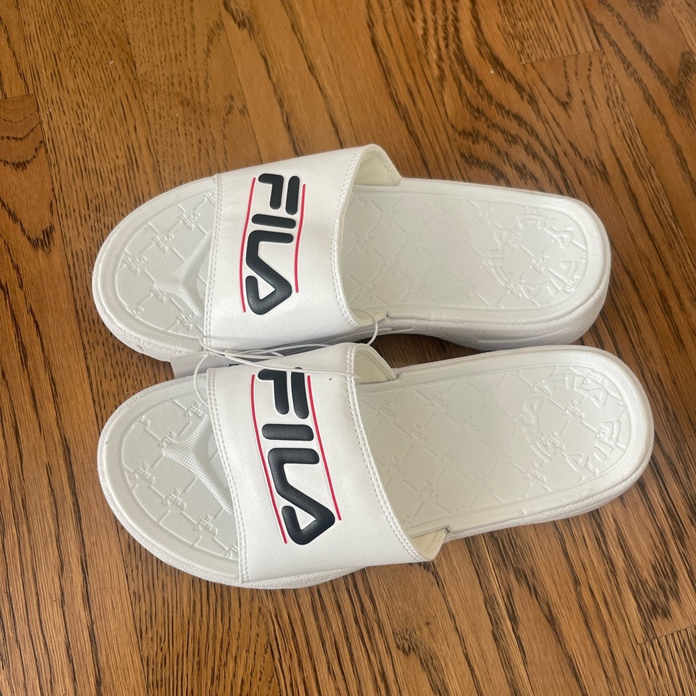 Fila White Slide Sandals